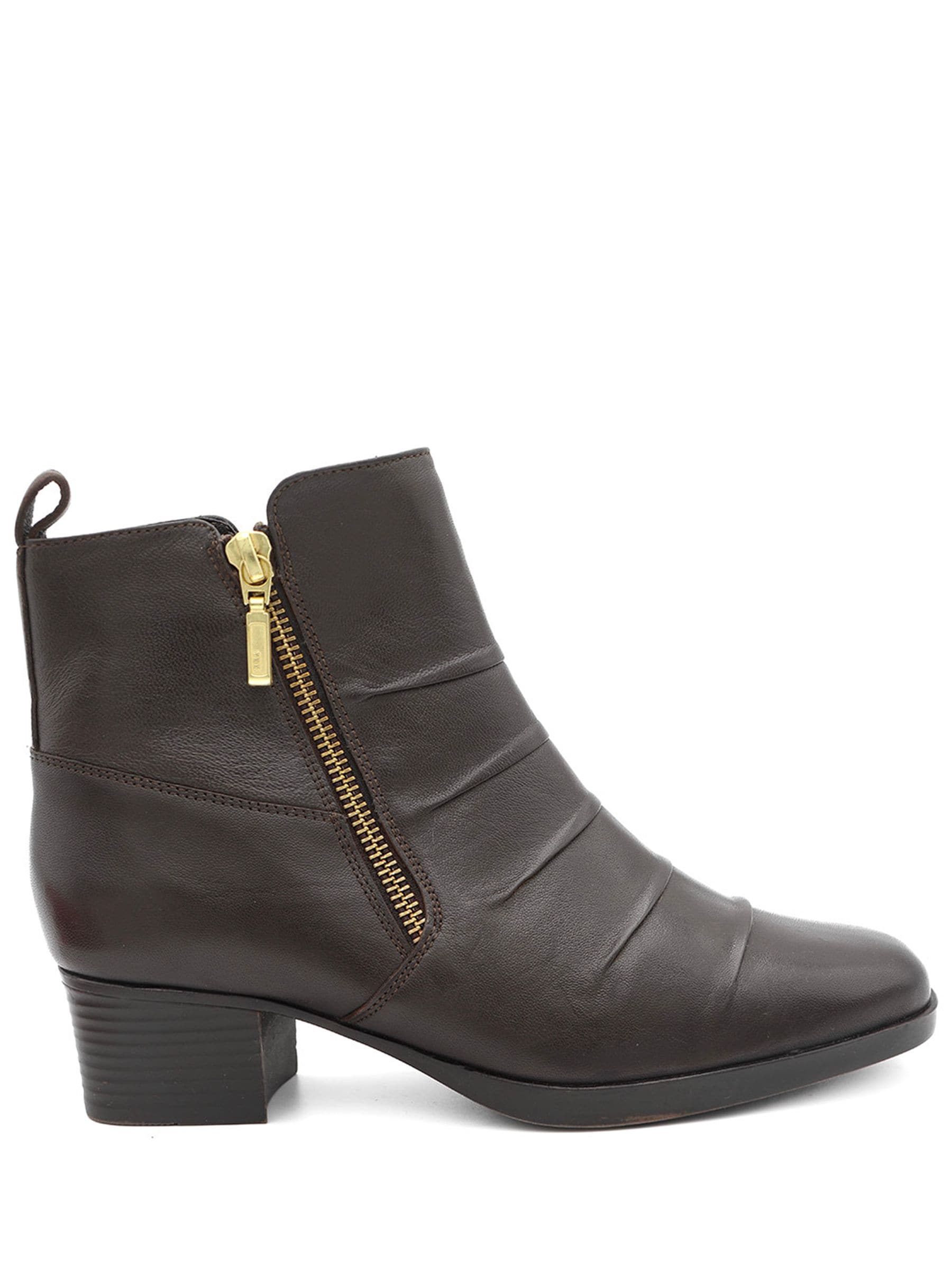 Pavers Women's Brown Smart Leather Zip Fasten Block Heel Ankle Boots In | : Size 8 - Image 2