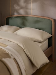 Soft Twill Forest Green Matson Wooden Bed Frame - Image 2 of 7
