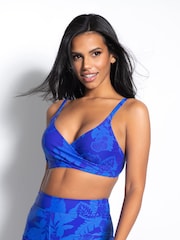 Pour Moi Blue Tropical Maui Underwired Non Padded Wrap Bikini Top - Image 2 of 6