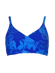 Pour Moi Blue Tropical Maui Underwired Non Padded Wrap Bikini Top - Image 5 of 6