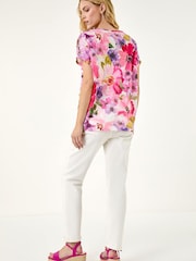 Roman Pink Floral Hotfix Top - Image 3 of 5