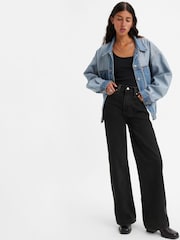Levi's® Black Ribcage Wide Leg 100% Cotton Jeans - Image 2 of 9