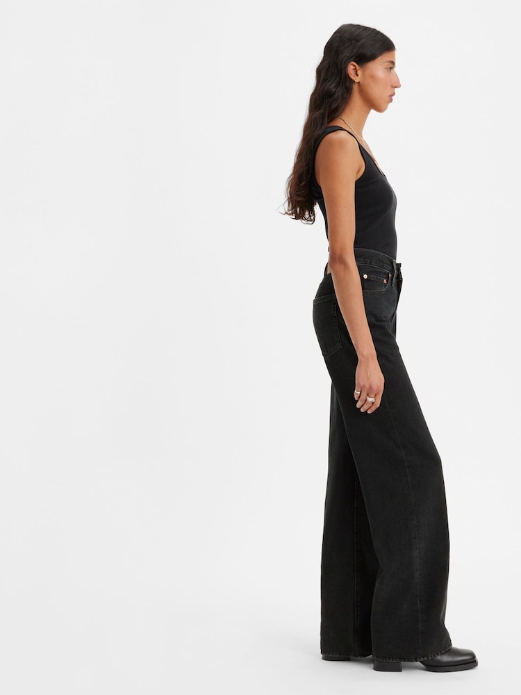 Levi's® Black Ribcage Wide Leg 100% Cotton Jeans - Image 4 of 9