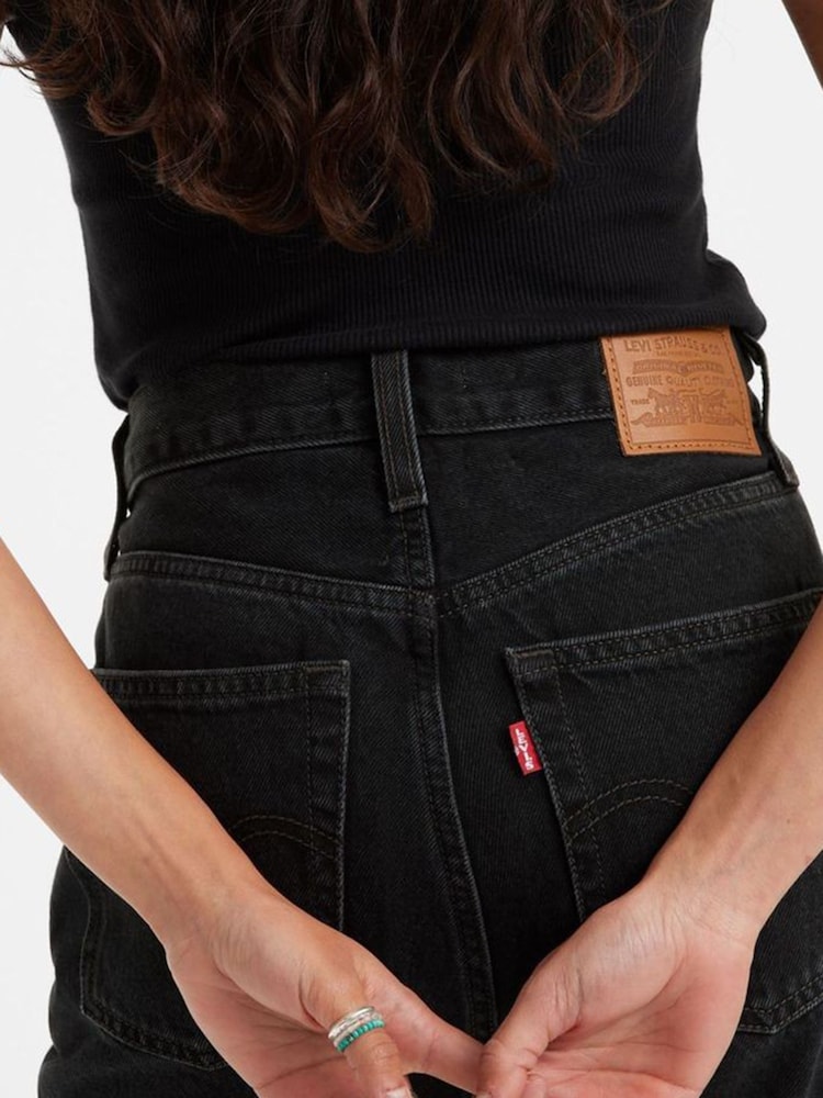 Levi's® Black Ribcage Wide Leg 100% Cotton Jeans - Image 5 of 9