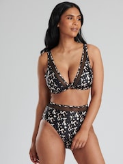 South Beach Black Animal Mesh Panel Top and Briefs - Image 1 of 5