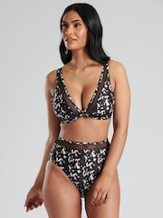 South Beach Black Animal Mesh Panel Top and Briefs - Image 3 of 5