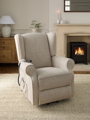 Chunky Weave Mid Natural Riser Recliner Sherlock Highback Armchair - Image 1 of 14