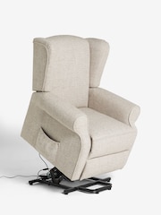 Chunky Weave Mid Natural Riser Recliner Sherlock Highback Armchair - Image 12 of 14
