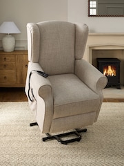 Chunky Weave Mid Natural Riser Recliner Sherlock Highback Armchair - Image 3 of 14