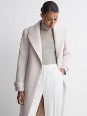 Reiss Silver Tanya Metallic Ribbed Mesh Panel Funnel Neck Top - Image 6 of 6