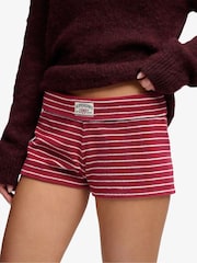 Superdry Red Athletic Essentials Fold Over Towelling Shorts - Image 5 of 7