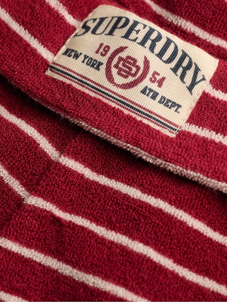 Superdry Red Athletic Essentials Fold Over Towelling Shorts - Image 7 of 7 Superdry Red Athletic Essentials Fold Over Towelling Shorts - Image 7 of 7