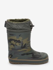 Khaki Camo Warm Lined Cuff Wellies - Image 1 of 4