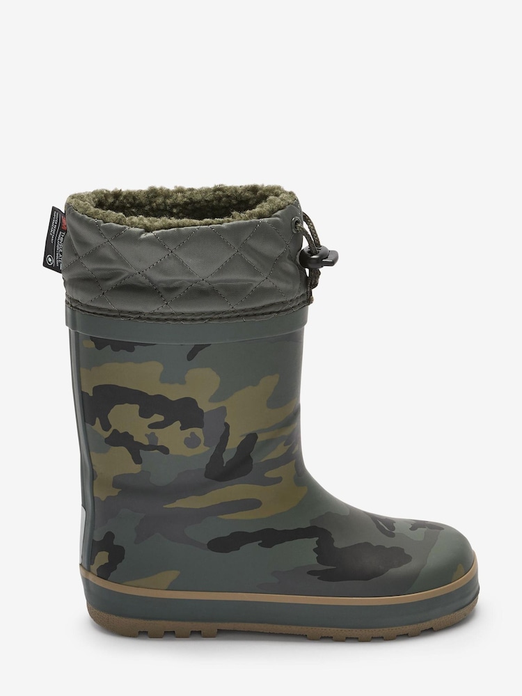 Khaki Camo Warm Lined Cuff Wellies - Image 1 of 4