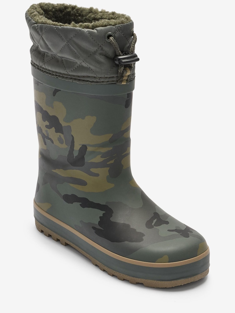 Khaki Camo Warm Lined Cuff Wellies - Image 2 of 4