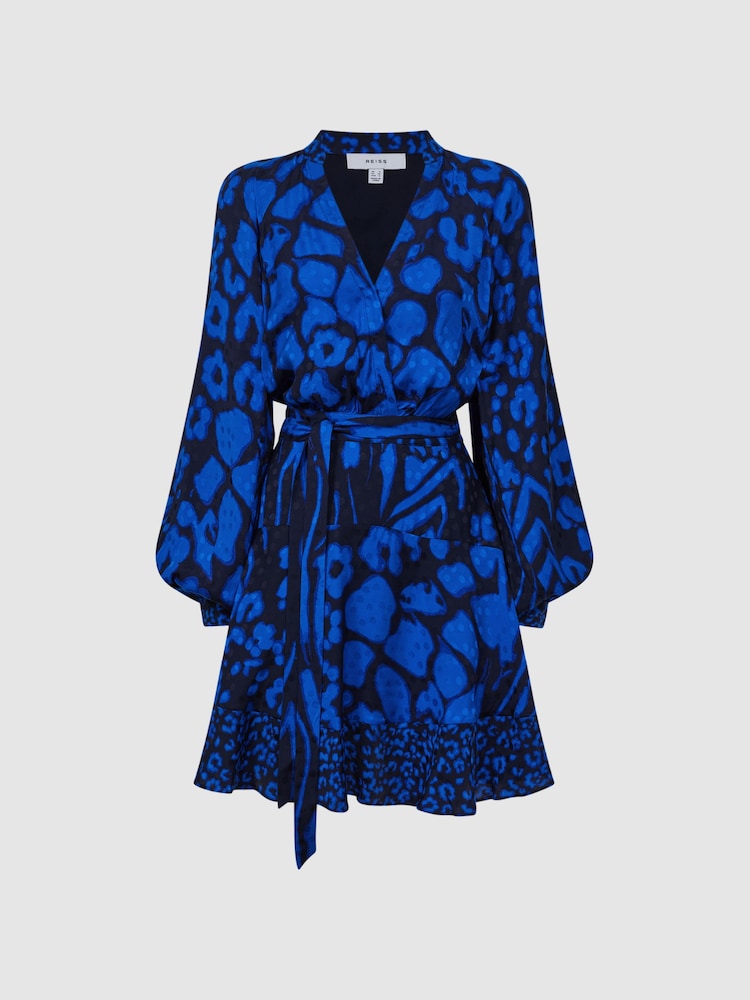Reiss Blue/Navy Kerri Printed Blouson Sleeve Dress - Image 2 of 5