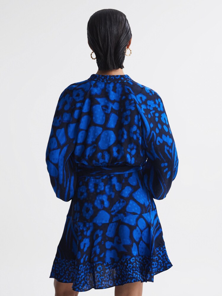 Reiss Blue/Navy Kerri Printed Blouson Sleeve Dress - Image 5 of 5