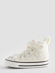 Converse Cream All Star 1V Borg Teddy High Top Trainers - Image 2 of 9
