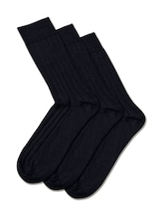Charles Tyrwhitt Blue Merino Wool Winter Socks 3 Pack - Image 1 of 1