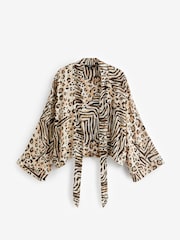 Animal Tie Front Kimono Cover-Up - Image 7 of 8