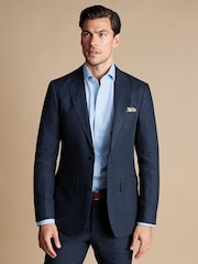 Charles Tyrwhitt Blue 100% Linen Slim Fit Jacket - Image 1 of 5