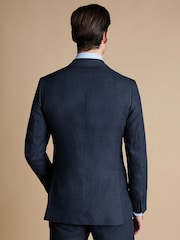 Charles Tyrwhitt Blue 100% Linen Slim Fit Jacket - Image 2 of 5