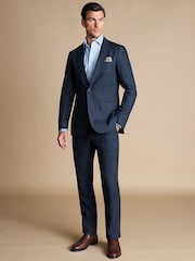 Charles Tyrwhitt Blue 100% Linen Slim Fit Jacket - Image 3 of 5