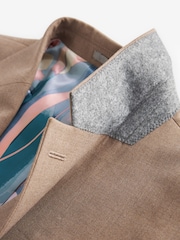 Marl Taupe Slim Fit Motionflex Stretch Suit Jacket - Image 6 of 8
