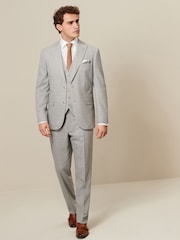 Grey Tailored Fit Textured Suit Jacket - Image 2 of 9