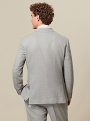 Grey Tailored Fit Textured Suit Jacket - Image 3 of 9