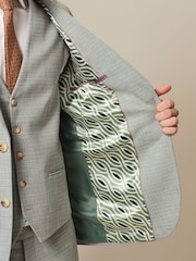 Grey Tailored Fit Textured Suit Jacket - Image 5 of 9