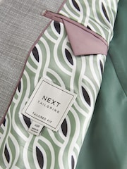 Grey Tailored Fit Textured Suit Jacket - Image 7 of 9