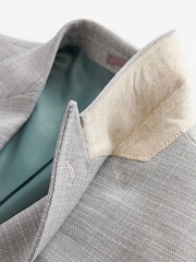 Grey Tailored Fit Textured Suit Jacket - Image 8 of 9