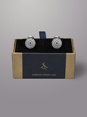 Charles Tyrwhitt Blue Patterned Enamel Cufflinks - Image 1 of 2
