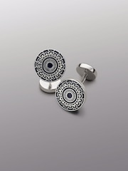 Charles Tyrwhitt Blue Patterned Enamel Cufflinks - Image 2 of 2