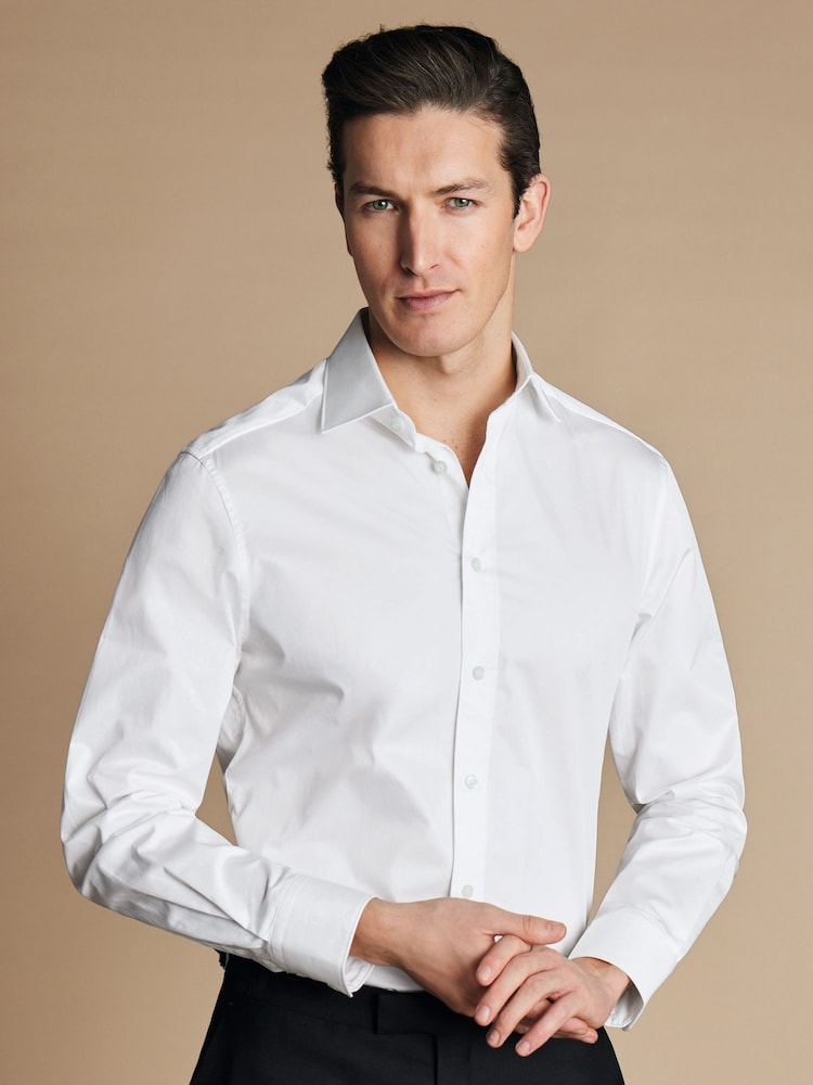 Charles Tyrwhitt White Luxury Twill Slim Fit Shirt - Image 1 of 5