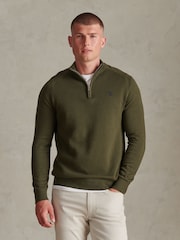 U.S. Polo Assn. Suéter de Cuello alzado con cremallera de un cuarto y mangas raglán con punto MOSS - Imagen 1 de 7