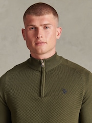 U.S. Polo Assn. Suéter de Cuello alzado con cremallera de un cuarto y mangas raglán con punto MOSS - Imagen 2 de 7