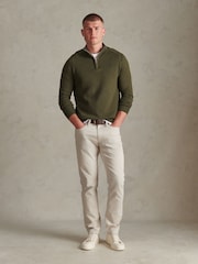 U.S. Polo Assn. Suéter de Cuello alzado con cremallera de un cuarto y mangas raglán con punto MOSS - Imagen 3 de 7