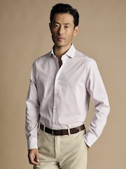 Charles Tyrwhitt Purple Diamond Non-iron Print Slim Fit 100% Cotton Shirt - Image 1 of 6