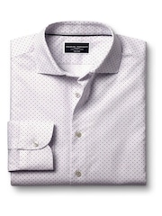 Charles Tyrwhitt Purple Diamond Non-iron Print Slim Fit 100% Cotton Shirt - Image 4 of 6
