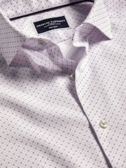 Charles Tyrwhitt Purple Diamond Non-iron Print Slim Fit 100% Cotton Shirt - Image 5 of 6