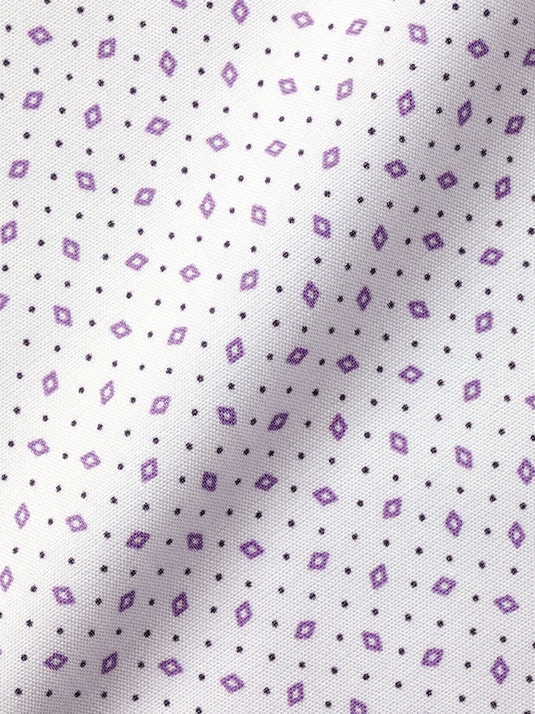 Charles Tyrwhitt Purple Diamond Non-iron Print Slim Fit 100% Cotton Shirt - Image 6 of 6
