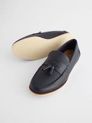 Navy Blue Embossed Tassel Loafers - Image 5 of 7
