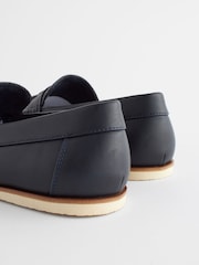 Navy Blue Embossed Tassel Loafers - Image 7 of 7