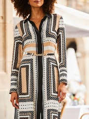 Sosandar Natural Chain Belted Shirt Dress - Image 6 of 6