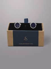 Charles Tyrwhitt Blue Herringbone Enamel Cufflink Scarf - Image 1 of 2
