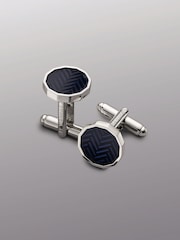 Charles Tyrwhitt Blue Herringbone Enamel Cufflink Scarf - Image 2 of 2