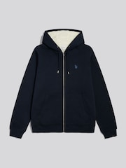 U.S. Polo Assn. Blue Borg-Lined Zip-Through Hoodie - Image 6 of 7