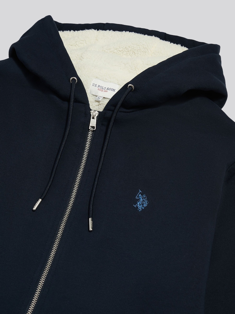 U.S. Polo Assn. Blue Borg-Lined Zip-Through Hoodie - Image 7 of 7 U.S. Polo Assn. Blue Borg-Lined Zip-Through Hoodie - Image 7 of 7